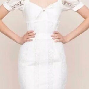 NWT, Never Worn, White lace midi dress with bow tie back